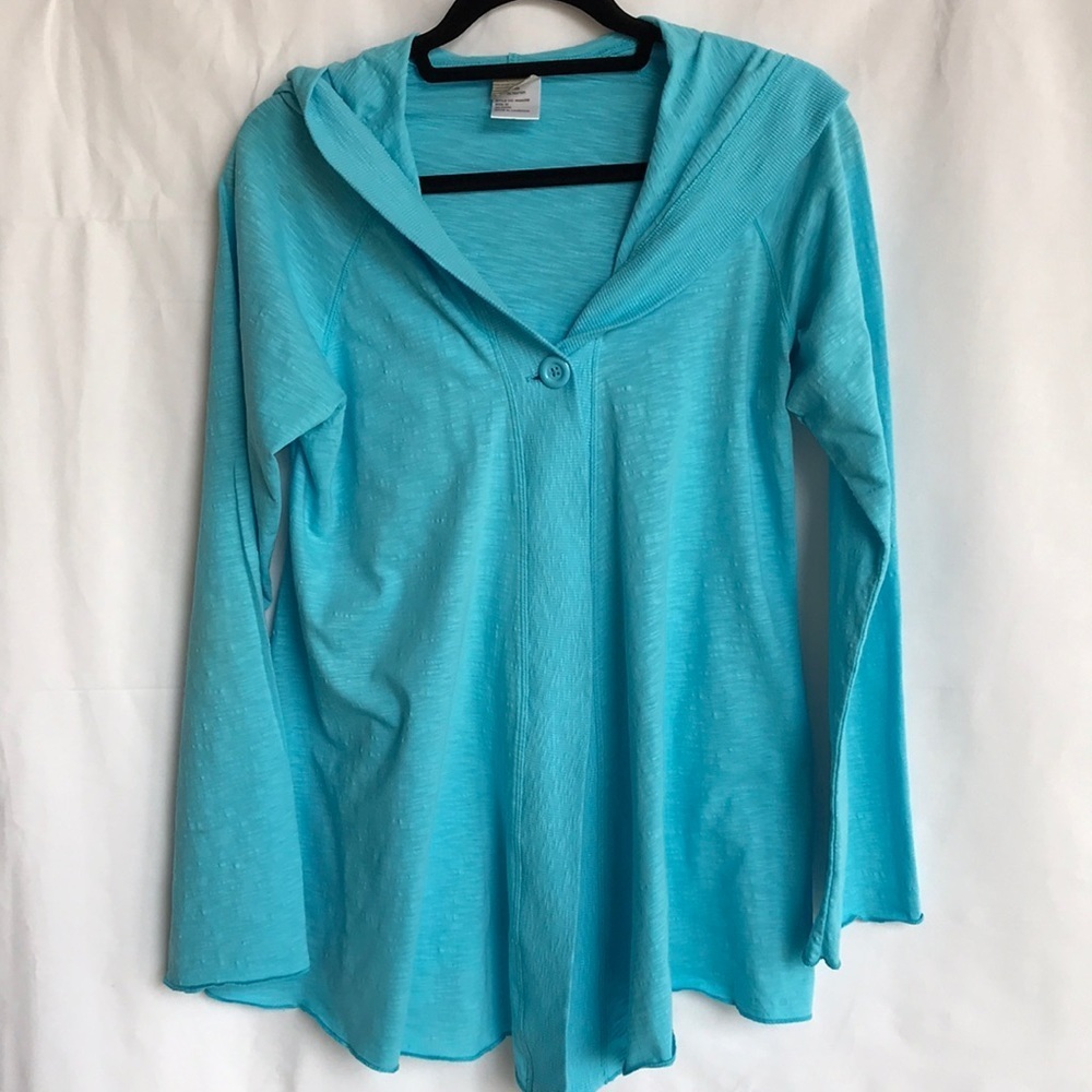 Rainbeau cheery hooded turquoise layering jacket
